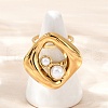304 Stainless Steel with Plastic Pearl Adjustable Cuff Rings RJEW-Z093-02G-1