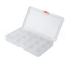 15 Grids Transparent Rectangle Plastic Beads Storage Containers PAAG-PW0012-03-1