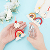 5Pcs Rainbow Wood Pendant Decoration HJEW-DR00033-5