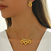 Elegant Brass Heart Stud Earrings & Pendant Necklaces Sets for Women BQ9516-2-3