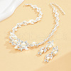 Leaf Alloy & Crystal Rhinestone & Plastic Pearl Chain Necklace & Stud Earring FS-WGF3342-01-3