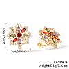 Elegant Brass Colorful Cubic Zirconia Flower Hoop Earrings YU9801-2-2