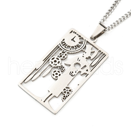 Non-Tarnish 304 Stainless Steel Pendant Necklaces NJEW-L118-02P-06-1