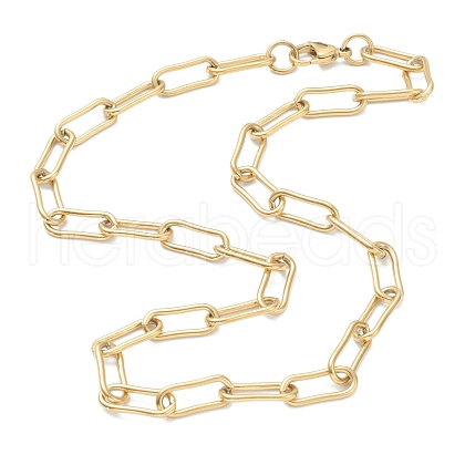 304 Stainless Steel Paperclip Chain Necklaces NJEW-I245-09G-1