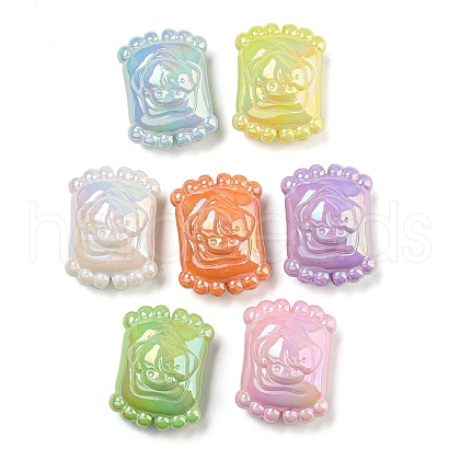 UV Plating Iridescent Acrylic Beads OACR-G039-15-1