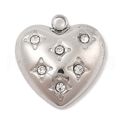 304 Stainless Steel Micro Pave Cubic Zirconia Pendants STAS-S131-15P-1