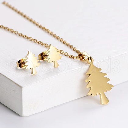 201 Stainless Steel Pendant Necklace & Stud Earring Sets FS-WGB816B-15-1