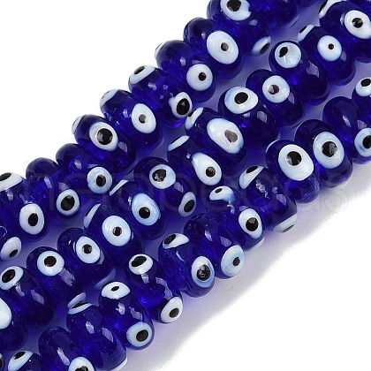 Handmade Evil Eye Lampwork Beads Strands LAMP-A007-02B-01-1