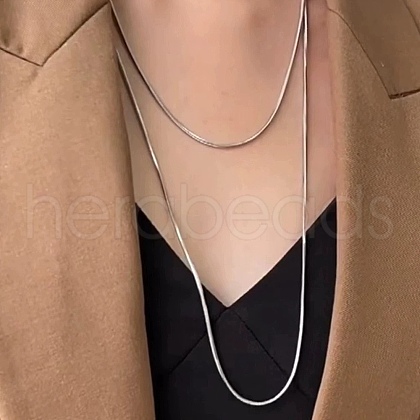 1.6MM 304 Stainless Steel Snake Chain Long Necklaces NJEW-A049-02P-1