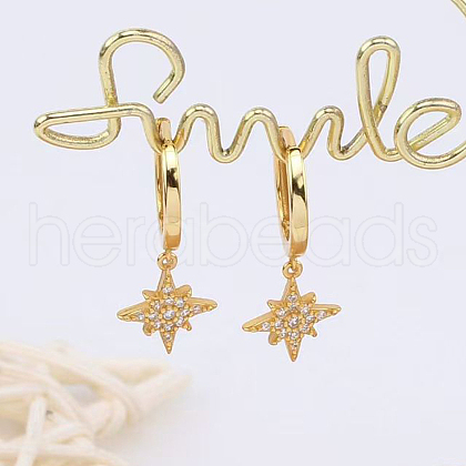 Elegant 925 Sterling Silver Star Hoop Earrings DE4075-1-1
