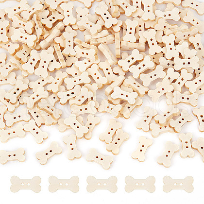 GOMAKERER 150Pcs 2-Hole Wooden Button BUTT-GO0002-05-1
