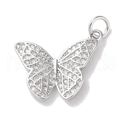 Rack Plating Brass Micro Pave Clear Cubic Zirconia Pendants KK-Z039-20P-1