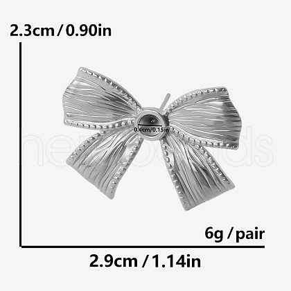 304 Stainless Steel Stylish Bowknot Stud Earrings VW6611-1-1