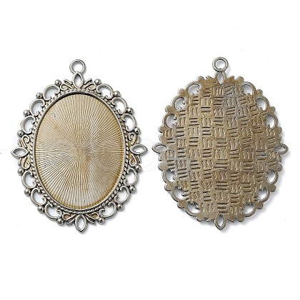 Tibetan Style Oval Pendant Cabochon Settings TIBE-473-B-RS-1