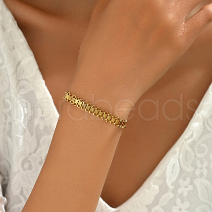 Vintage Real 18K Gold Plated Stainless Steel Chain Bracelets for Women NM7376-1