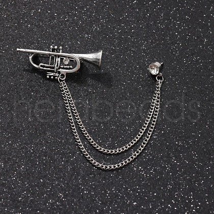 British Style Alloy Crystal Rhinestone Hanging Chain Brooch PW-WG82507-08-1