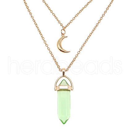 Dyed Natural Jasper Cone Pendant Double Layer Necklace UX9990-14-1