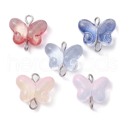 Transparent Baking Painted Glass Connector Charms PALLOY-JF02341-01-1