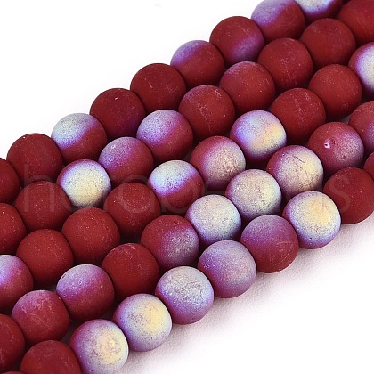 Frosted Opaque Glass Beads Strands GLAA-T032-P4mm-MBB05-1