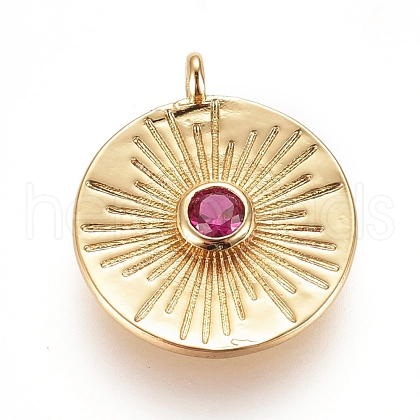 Brass Micro Pave Cubic Zirconia Pendants ZIRC-L075-63A-G-1
