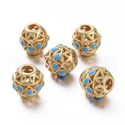 Matte Gold Color Brass Hollow Beads KK-L155-09A-1