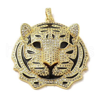 Brass Micro Pave Clear Cubic Zirconia with Enamel Pendants KK-R162-073C-G-1