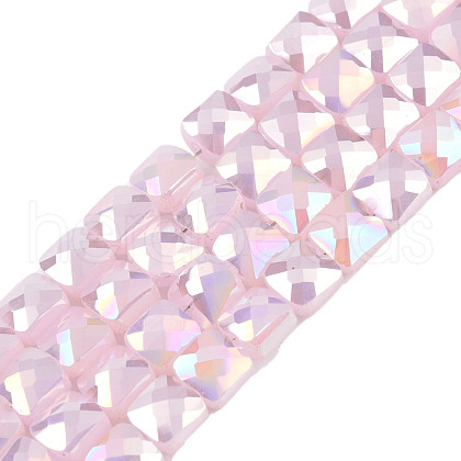 Electroplate Opaque Solid Color Glass Beads Strands EGLA-N002-42-01-1