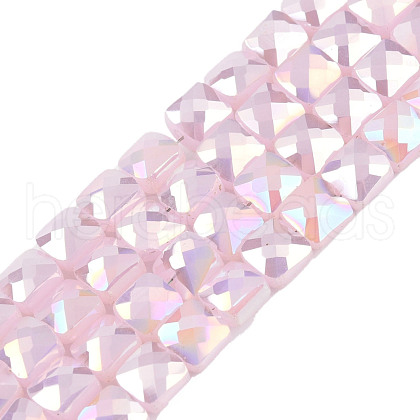Electroplate Opaque Solid Color Glass Beads Strands EGLA-N002-42-01-1