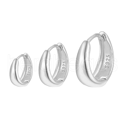 3 Pcs Elegant S925 Sterling Silver Oval Hoop Earrings ER3464-2-1
