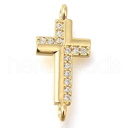 Brass Pave Clear Cubic Zirconia Connector Charms KK-M101-02G-G01-1