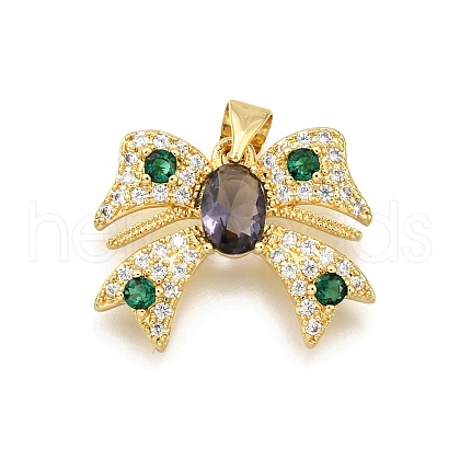 Brass Micro Pave Cubic Zirconia Pendants KK-K401-19G-03-1
