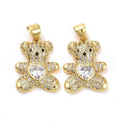 Brass Micro Pave Cubic Zirconia Pendants KK-K258-24B-G-RS-1