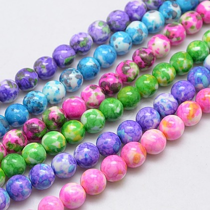 Synthetic Ocean White Jade Beads Strands G-L019-10mm-M-1