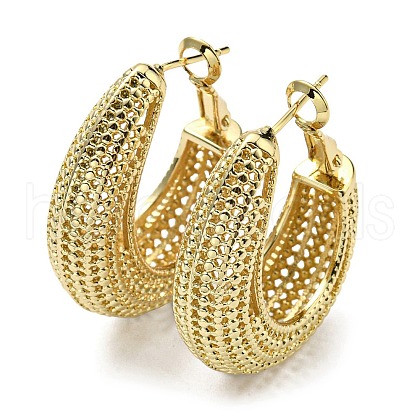 Rack Plating Brass Hollow Teardrop Hoop Earrings EJEW-D063-02G-1