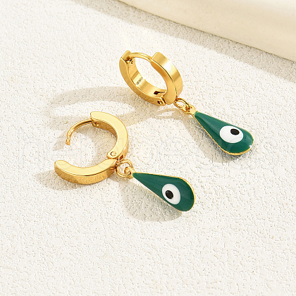 Vintage Minimalist Devil Eye Drop Hoop Earrings OK0333-1
