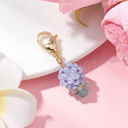 Flower Glass Seed Beads Beaded Pendant Decorations HJEW-MZ00196-02-1