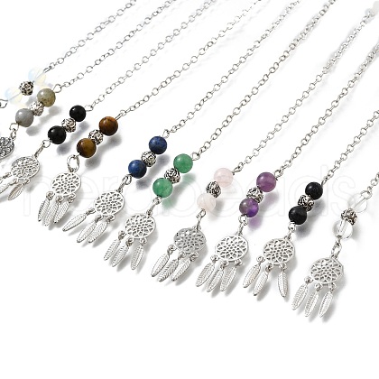 Round Mixed Gemstone Dowsing Pendulums G-M447-07P-1