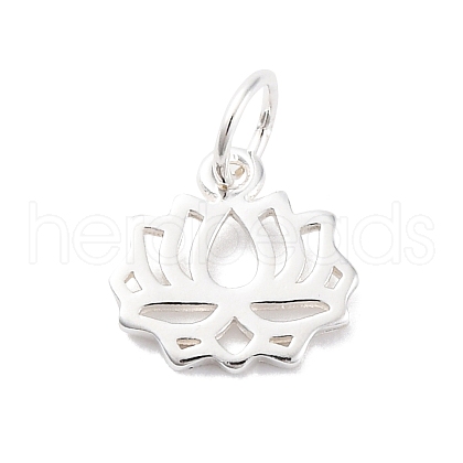 925 Sterling Silver Hollow Lotus Flower Charms STER-D301-01S-1