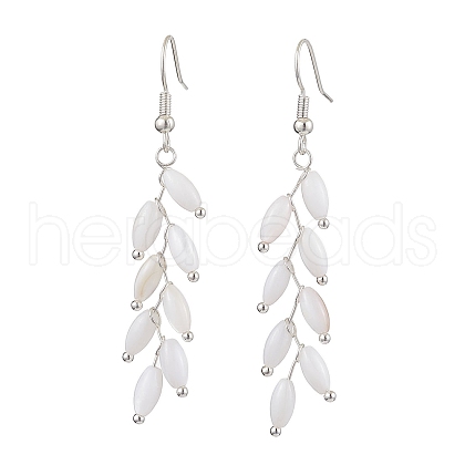 Dyed Natural Shell Beaded Dangle Earrings for Women EJEW-TA00549-1