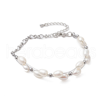 Mother's Day Jewellery Natural Cultured Freshwater Pearl Bracelets BJEW-JB10387-1