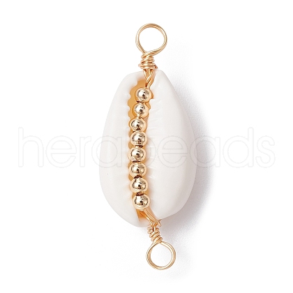 5Pcs Natural Shell Copper Wire Wrapped Connector Charms PALLOY-JF02316-03A-1