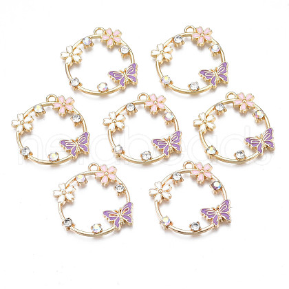 Rack Plating Alloy Enamel Pendants ENAM-N055-052A-1