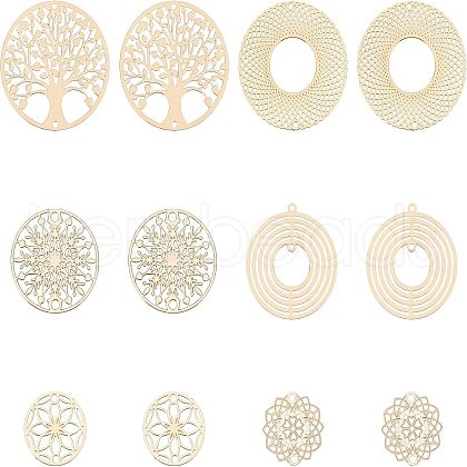 SUPERFINDINGS 60Pcs 6 Style Brass Links Connectors KKC-FH0001-02-1