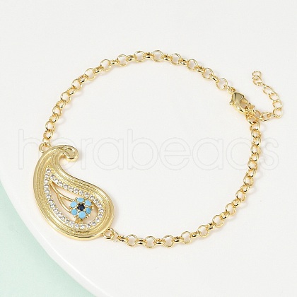 Brass Micro Pave Cubic Zirconia Link Bracelets BJEW-H202-03G-1