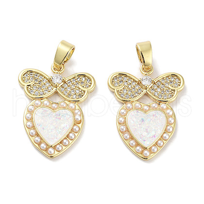 Brass Micro Pave Clear Cubic Zirconia Pendants KK-L213-017G-03-1