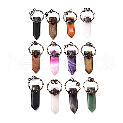 Natural & Synthetic Mixed Gemstone Sword Shape Big Pendants G-Q350-07-1