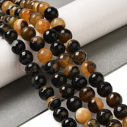 Natural Agate(Dyed & Heated) Beads Strands G-H066-B06-03-1