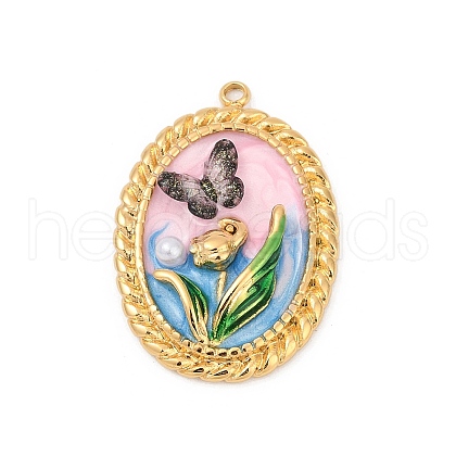 304 Stainless Steel Enamel Pendants STAS-C121-08D-G-1