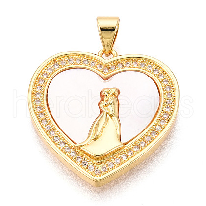 Brass Micro Pave Clear Cubic Zirconia Pendants KK-N268-25G-1