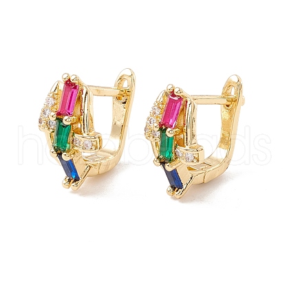 Cubic Zirconia Chunky Hoop Earrings EJEW-F282-17G-1